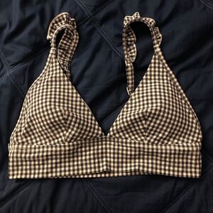Aerie blue gingham print bikini top L